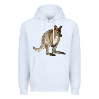 White Hand Drawn Wallaby Animal Premium Hoodie - LillyAllenDesigns