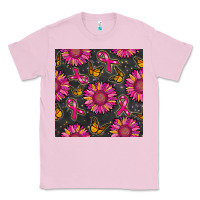 Bubblegum Pink breast cancer sunflower seamless pattern Classic Tee - BundleAndBundleShop