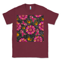 Burgundy breast cancer sunflower seamless pattern Classic Tee - BundleAndBundleShop