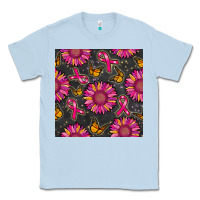 Dusty Blue breast cancer sunflower seamless pattern Classic Tee - BundleAndBundleShop