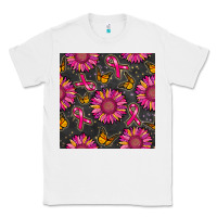 White breast cancer sunflower seamless pattern Classic Tee - BundleAndBundleShop