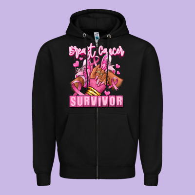 Zipper Hoodie Breast Cancer survivor afro girl sneakers