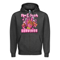 Charcoal Heather Breast Cancer survivor afro girl sneakers Zipper Hoodie - RanaPortraitStore