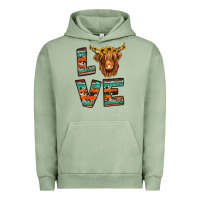 Pigment Oil Green love highland cow Urban Hoodie - Jasminsmagicworld
