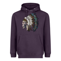 Plum skull with indian headdress Heavyweight Hoodie - RanaPortraitStore