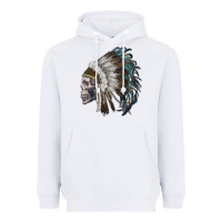 White skull with indian headdress Heavyweight Hoodie - RanaPortraitStore