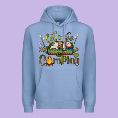 Let's Go Camping Premium Hoodie Designed By Barkaloodesign