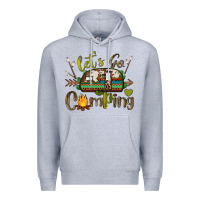Heather Grey let's go camping Premium Hoodie - BarkalooDesign
