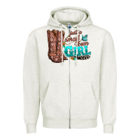 Oatmeal Heather justas malltown girlie Zipper Hoodie - texasbilliewilder