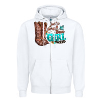 White justas malltown girlie Zipper Hoodie - texasbilliewilder