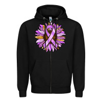 Black Cancer Awareness Sunflower Zipper Hoodie - RanaPortraitStore