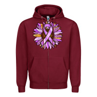Burgundy Cancer Awareness Sunflower Zipper Hoodie - RanaPortraitStore