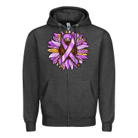 Charcoal Heather Cancer Awareness Sunflower Zipper Hoodie - RanaPortraitStore