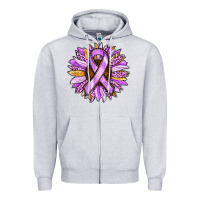 Heather Grey Cancer Awareness Sunflower Zipper Hoodie - RanaPortraitStore