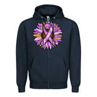 Navy Cancer Awareness Sunflower Zipper Hoodie - RanaPortraitStore
