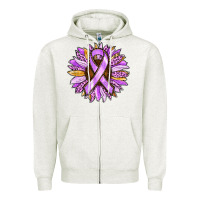 Oatmeal Heather Cancer Awareness Sunflower Zipper Hoodie - RanaPortraitStore