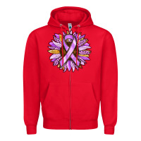 Red Cancer Awareness Sunflower Zipper Hoodie - RanaPortraitStore