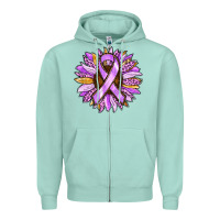 Seafoam Cancer Awareness Sunflower Zipper Hoodie - RanaPortraitStore