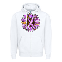 White Cancer Awareness Sunflower Zipper Hoodie - RanaPortraitStore