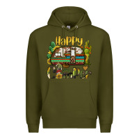 Army Green happy camper caravan and gnome Premium Hoodie - BarkalooDesign