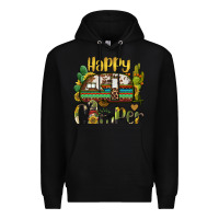 Black happy camper caravan and gnome Premium Hoodie - BarkalooDesign