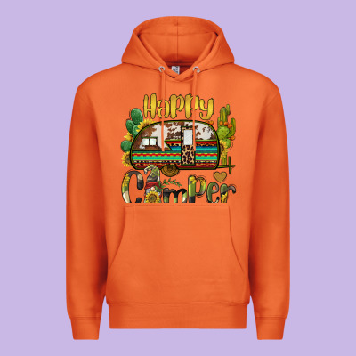 Happy Camper Caravan And Gnome Premium Hoodie Designed By Barkaloodesign