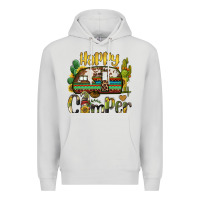 Dove Grey happy camper caravan and gnome Premium Hoodie - BarkalooDesign