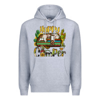 Heather Grey happy camper caravan and gnome Premium Hoodie - BarkalooDesign