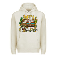 Oatmeal Heather happy camper caravan and gnome Premium Hoodie - BarkalooDesign