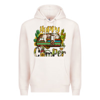 Pale Pink happy camper caravan and gnome Premium Hoodie - BarkalooDesign