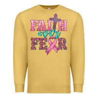 Antique Gold faith over fear with cross and ribbon Premium Sweatshirt - HRA Design Shop