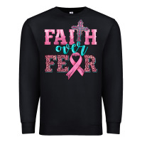 Black faith over fear with cross and ribbon Premium Sweatshirt - HRA Design Shop