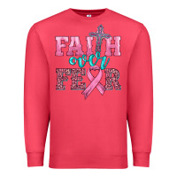 Cardinal faith over fear with cross and ribbon Premium Sweatshirt - HRA Design Shop