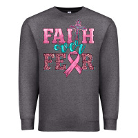 Charcoal Heather faith over fear with cross and ribbon Premium Sweatshirt - HRA Design Shop