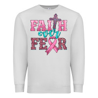 Dove Grey faith over fear with cross and ribbon Premium Sweatshirt - HRA Design Shop