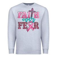 Heather Grey faith over fear with cross and ribbon Premium Sweatshirt - HRA Design Shop