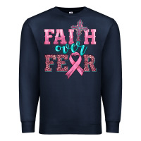 Navy faith over fear with cross and ribbon Premium Sweatshirt - HRA Design Shop
