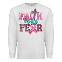 Oatmeal Heather faith over fear with cross and ribbon Premium Sweatshirt - HRA Design Shop