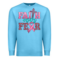 Ocean Blue faith over fear with cross and ribbon Premium Sweatshirt - HRA Design Shop