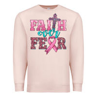 Pale Pink faith over fear with cross and ribbon Premium Sweatshirt - HRA Design Shop