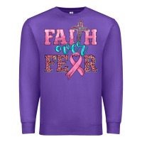 Purple faith over fear with cross and ribbon Premium Sweatshirt - HRA Design Shop