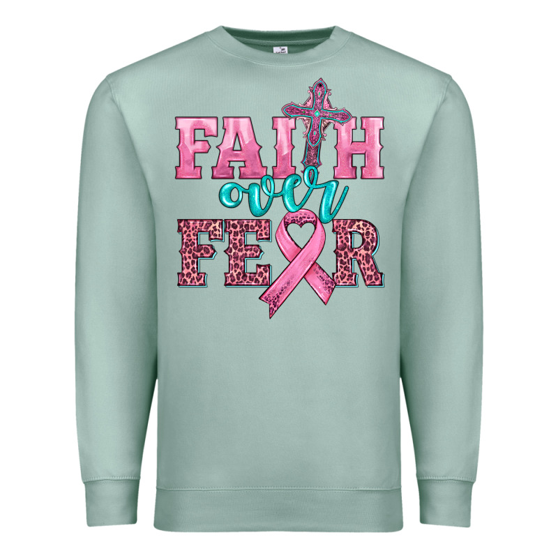 Faith Over Fear With Cross And Ribbon Premium Sweatshirt by HRA Design Shop | Teevron
