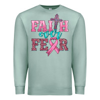 Seafoam faith over fear with cross and ribbon Premium Sweatshirt - HRA Design Shop