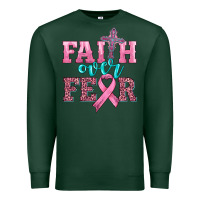 Sports Green faith over fear with cross and ribbon Premium Sweatshirt - HRA Design Shop