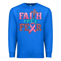 True Royal faith over fear with cross and ribbon Premium Sweatshirt - HRA Design Shop