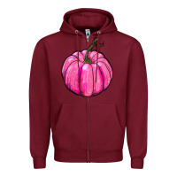 Burgundy Breast Cancer Awareness Pink Pumpkin Zipper Hoodie - RanaPortraitStore