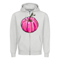 Dove Grey Breast Cancer Awareness Pink Pumpkin Zipper Hoodie - RanaPortraitStore