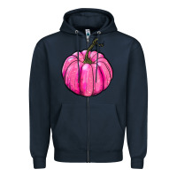 Navy Breast Cancer Awareness Pink Pumpkin Zipper Hoodie - RanaPortraitStore