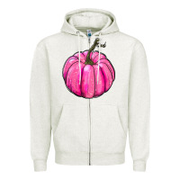 Oatmeal Heather Breast Cancer Awareness Pink Pumpkin Zipper Hoodie - RanaPortraitStore