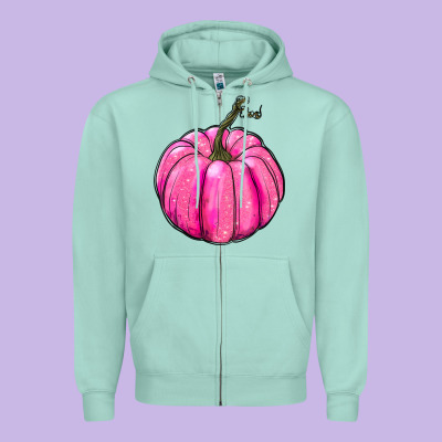 Zipper Hoodie Breast Cancer Awareness Pink Pumpkin